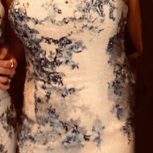 Ellie Wilde Blue and White Prom Dress